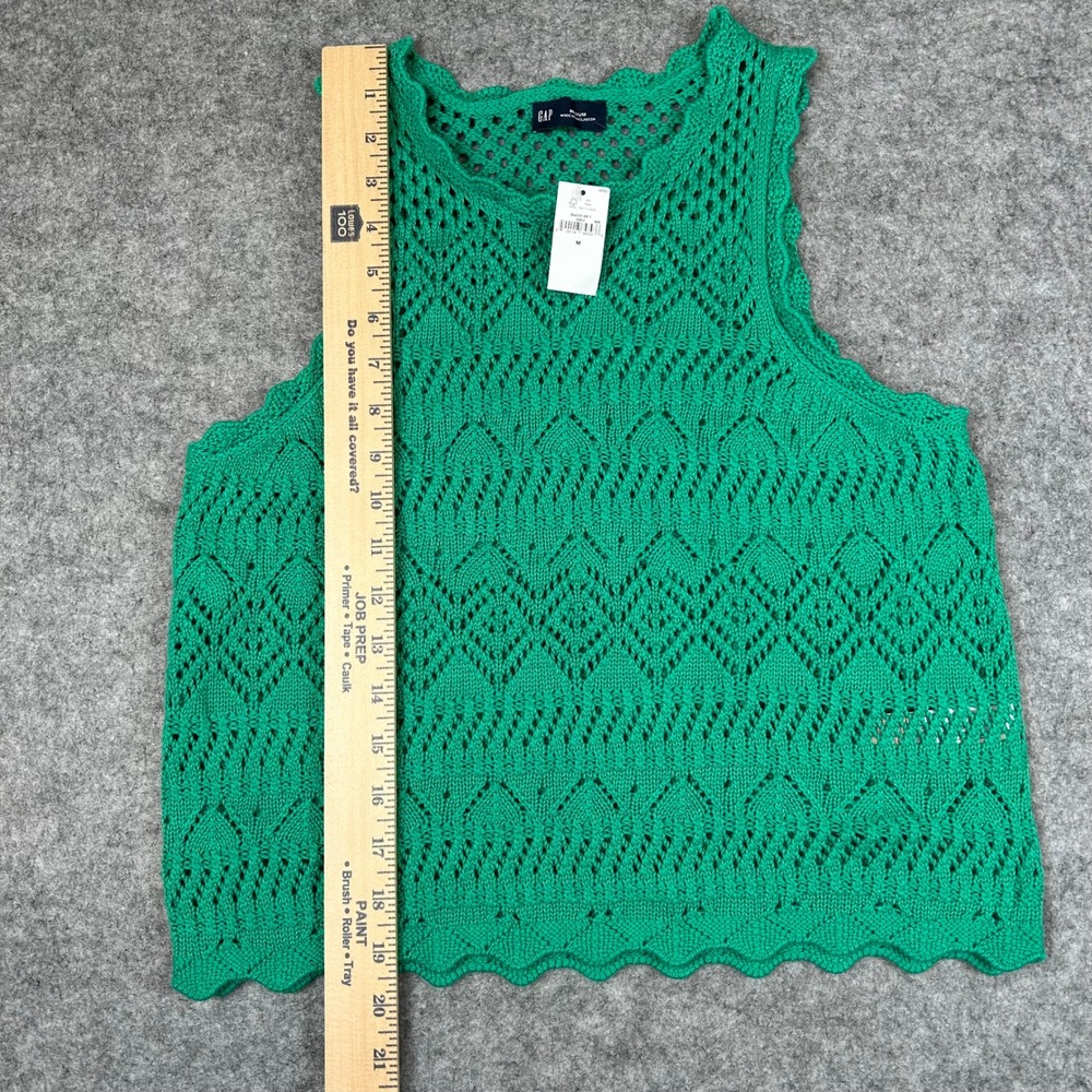 NWT Gap Crochet Knit Green Cropped Halter Tank Y2K 70s Boho Festival Medium - Picture 5 of 6